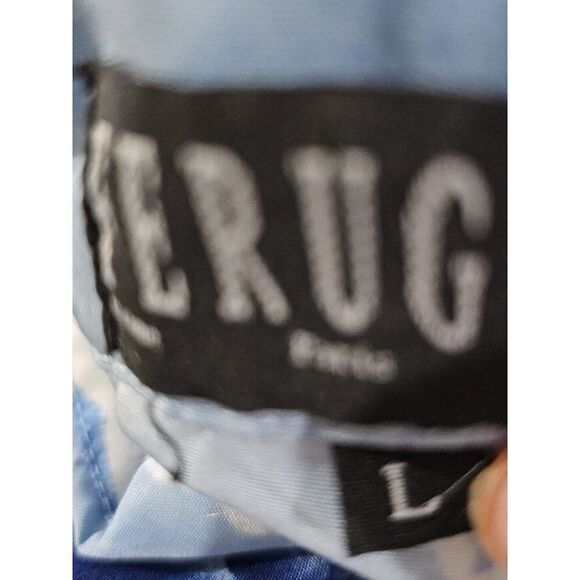 Vintage 90s Fergugini Hawaiian Shirt Mens Size Large Blue Aloha Palm Trees - Picture 9 of 10